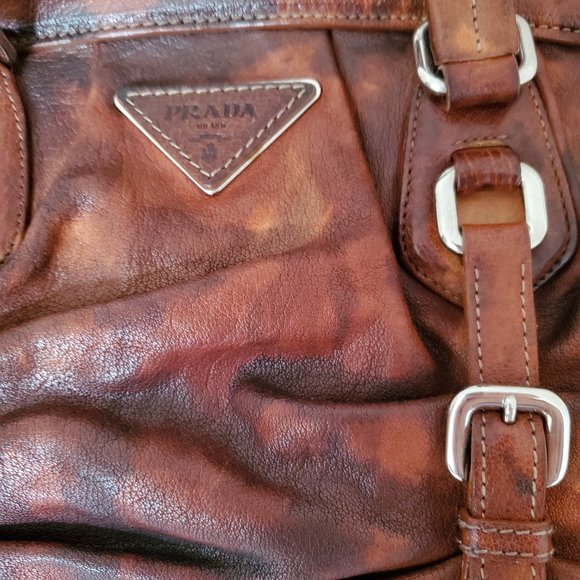 Prada Leather Bag galleria Brown black tie dyed tan cowgirl western edition camo - Picture 2 of 11